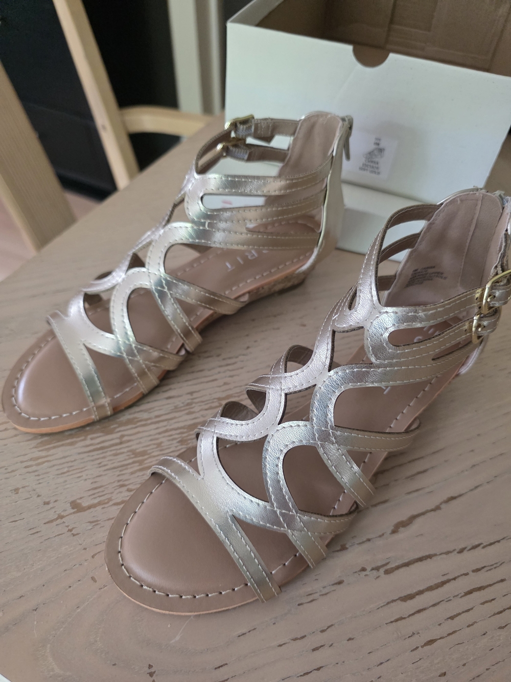 Esprit Metallic Gold Cutout Gladiator Sandals